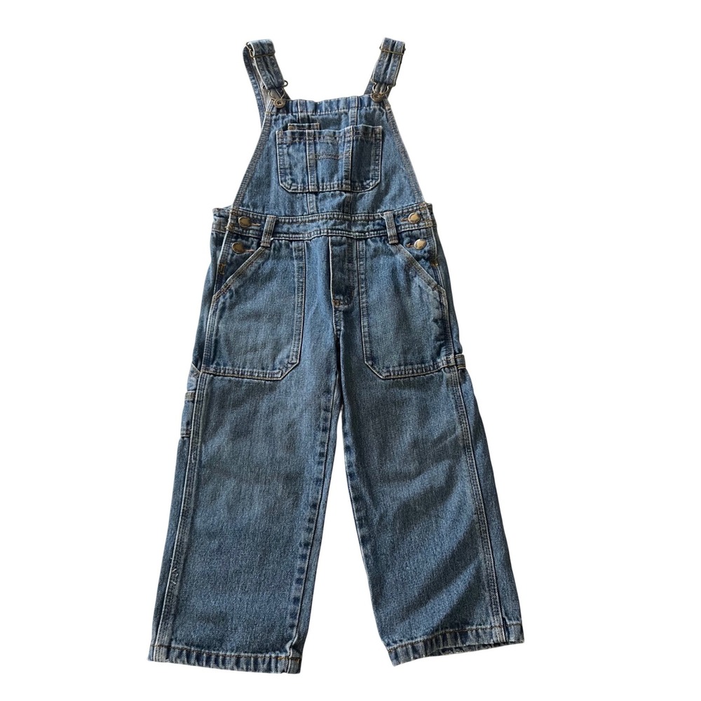 Genuine Kids OshKosh Blue Denim Bib Overalls Toddler 4T Medium Wash Carpenter